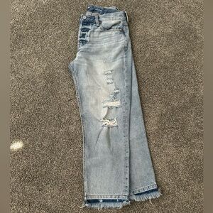 Old Navy high rise slouchy straight distressed open hem jeans. Worn once!